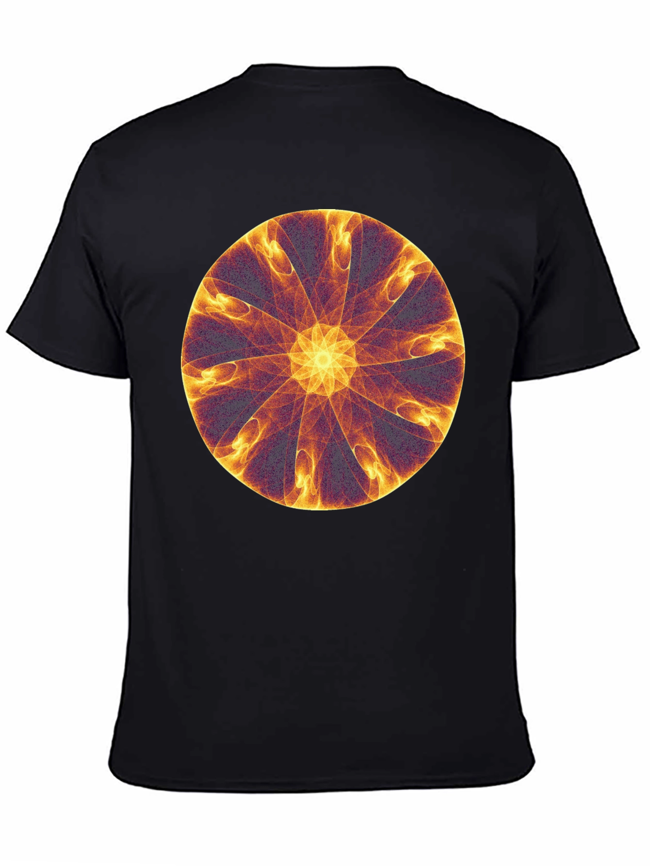 Abstract Fire Mandala Graphic Tee - Black