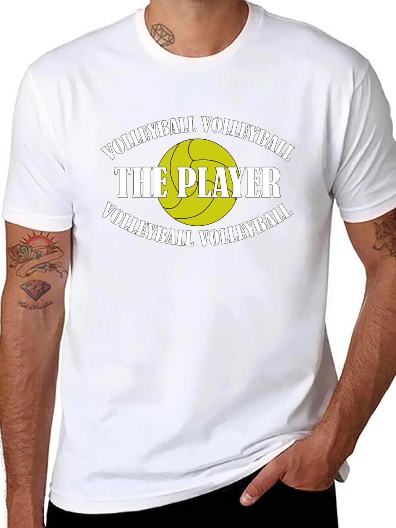 Volleyball Player Graphic T-Shirt - Black