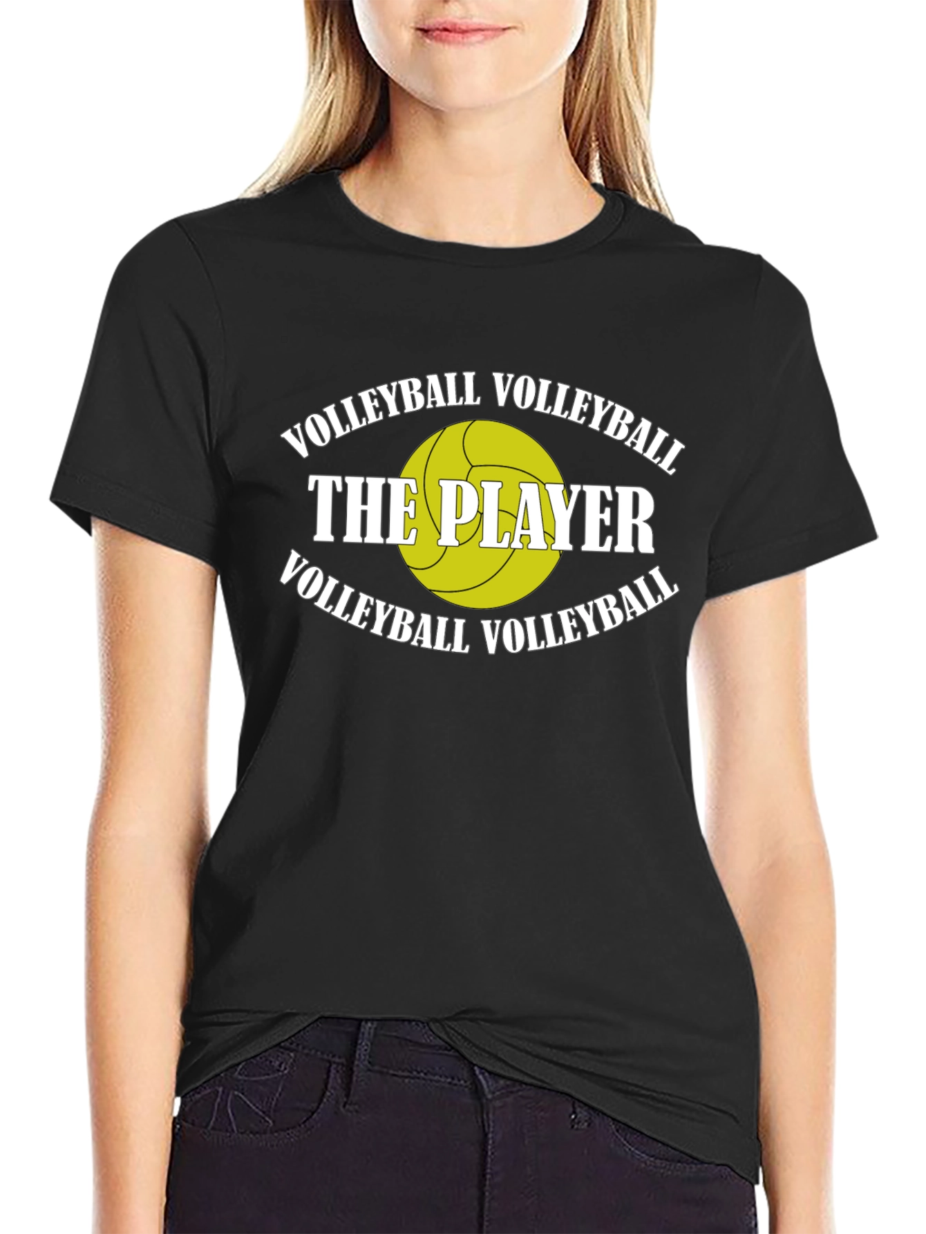 Volleyball Player Graphic T-Shirt - Black