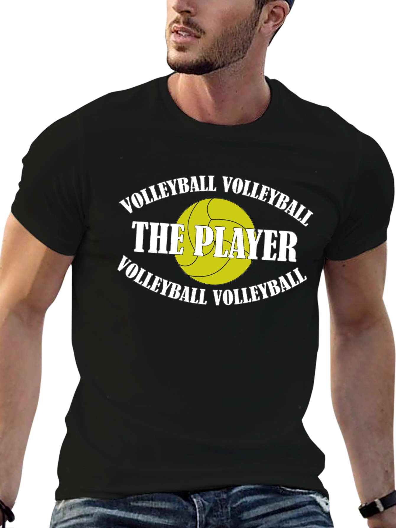 Volleyball Player Graphic T-Shirt - Black