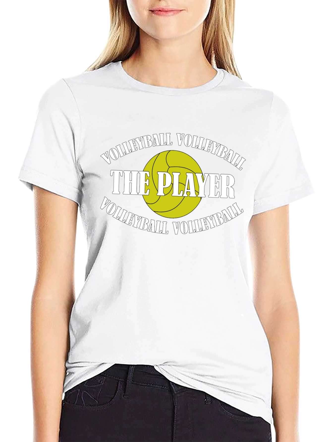 Volleyball Player Graphic T-Shirt - Black