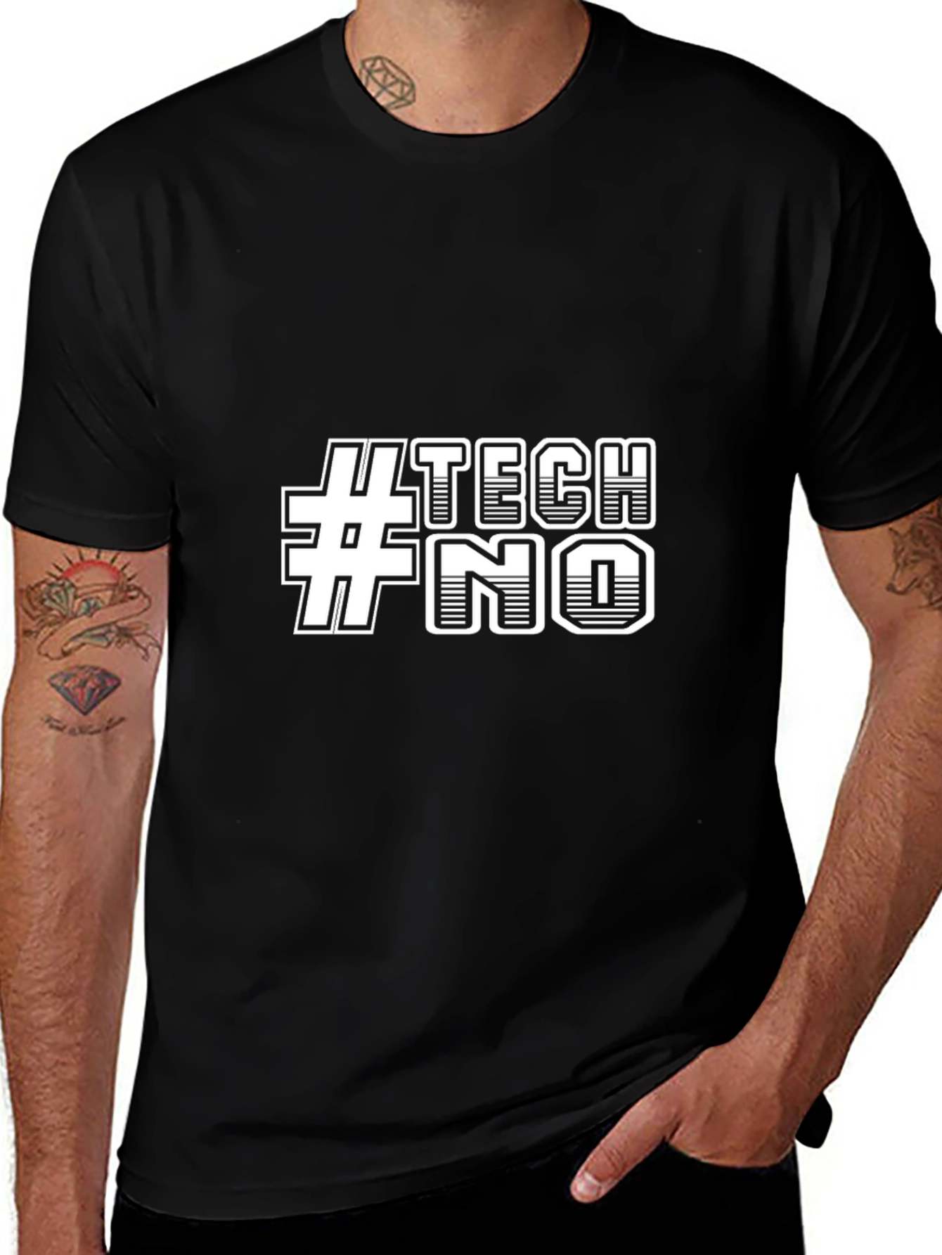 #TECHNO Graphic Print T-Shirt - Casual Style