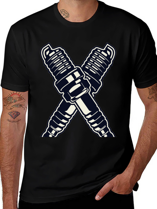 Spark Plug Cross T-Shirt - Auto Mechanic Tee