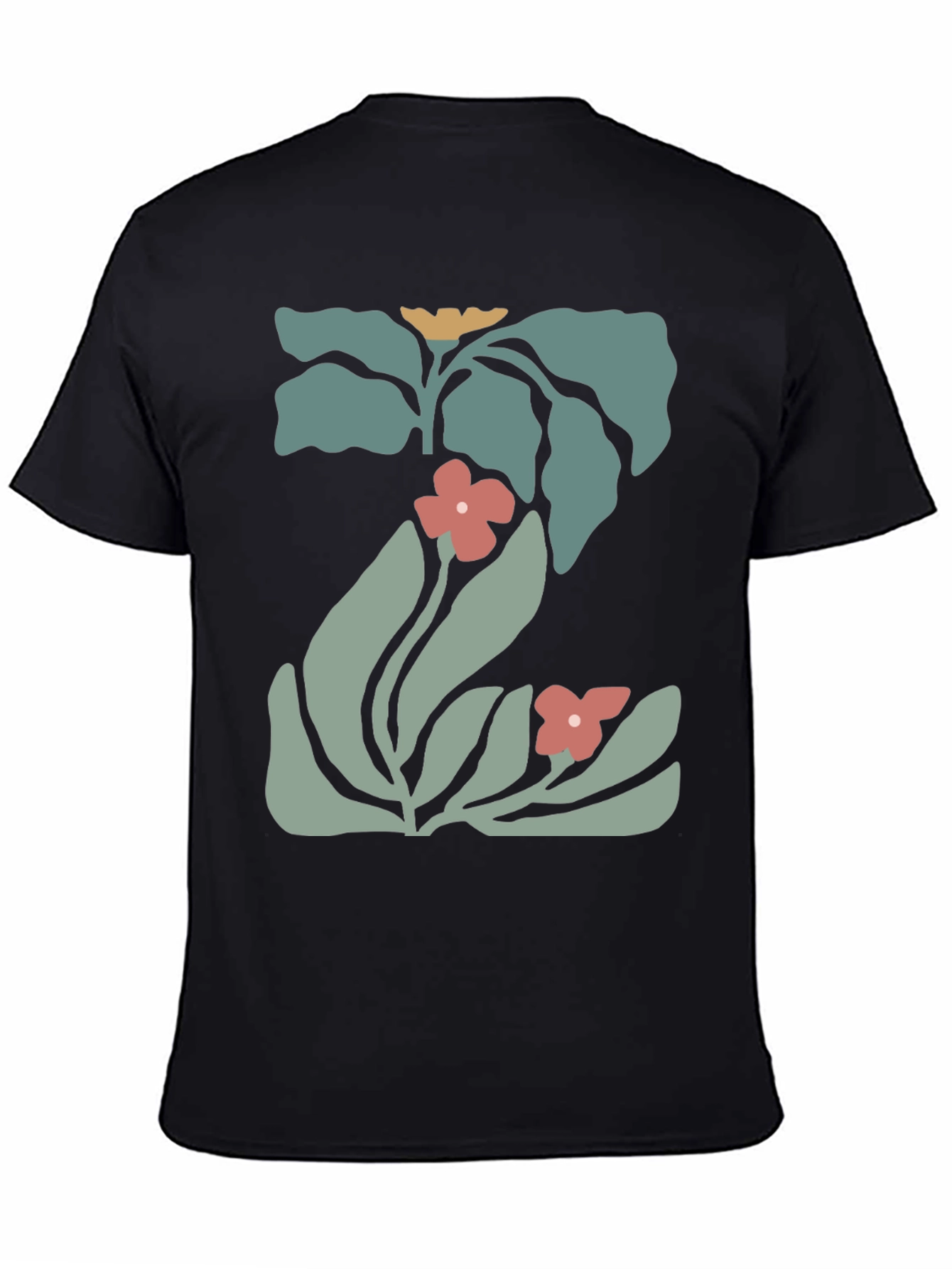 Modern Floral Graphic Black Tee