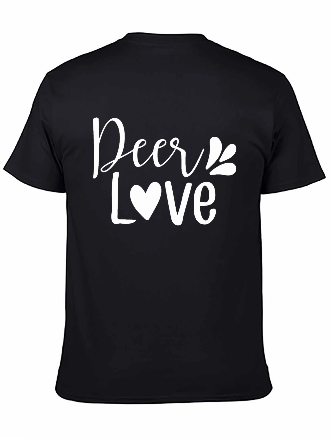 Deer Love Graphic T-Shirt - Black Crew Neck Tee