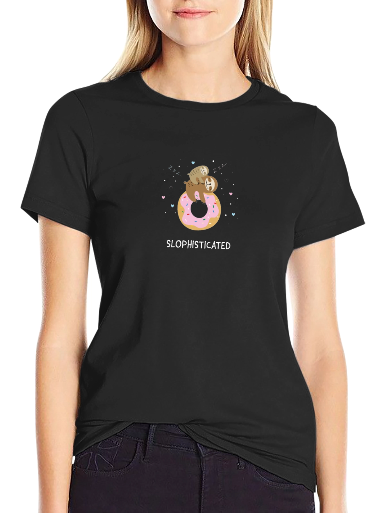 Slophisticated Sloth on Donut T-Shirt