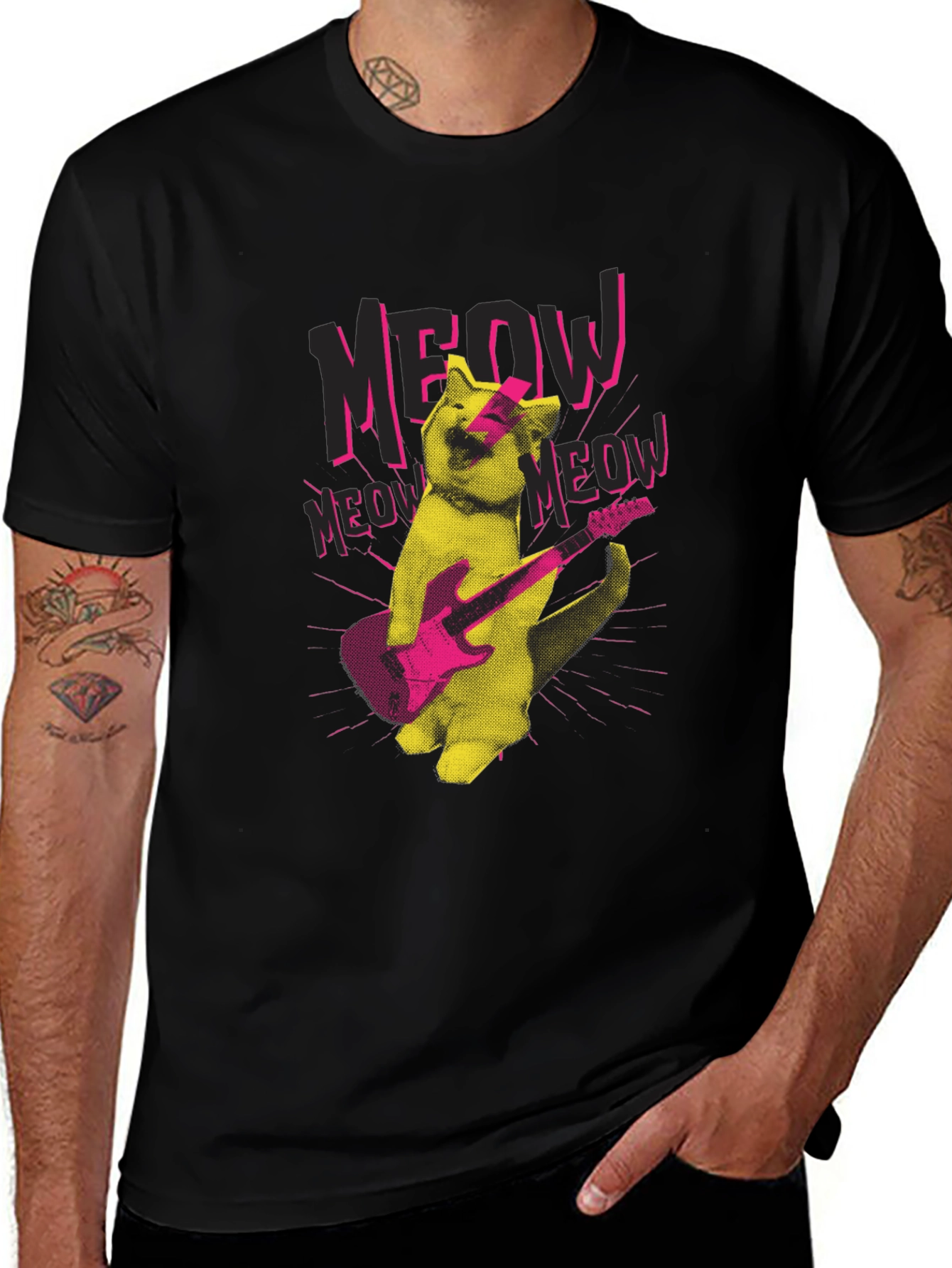 Rock Cat Graphic T-Shirt - Meow Music!