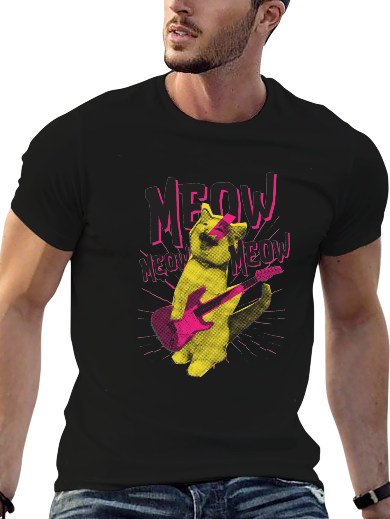 Rock Cat Graphic T-Shirt - Meow Music!
