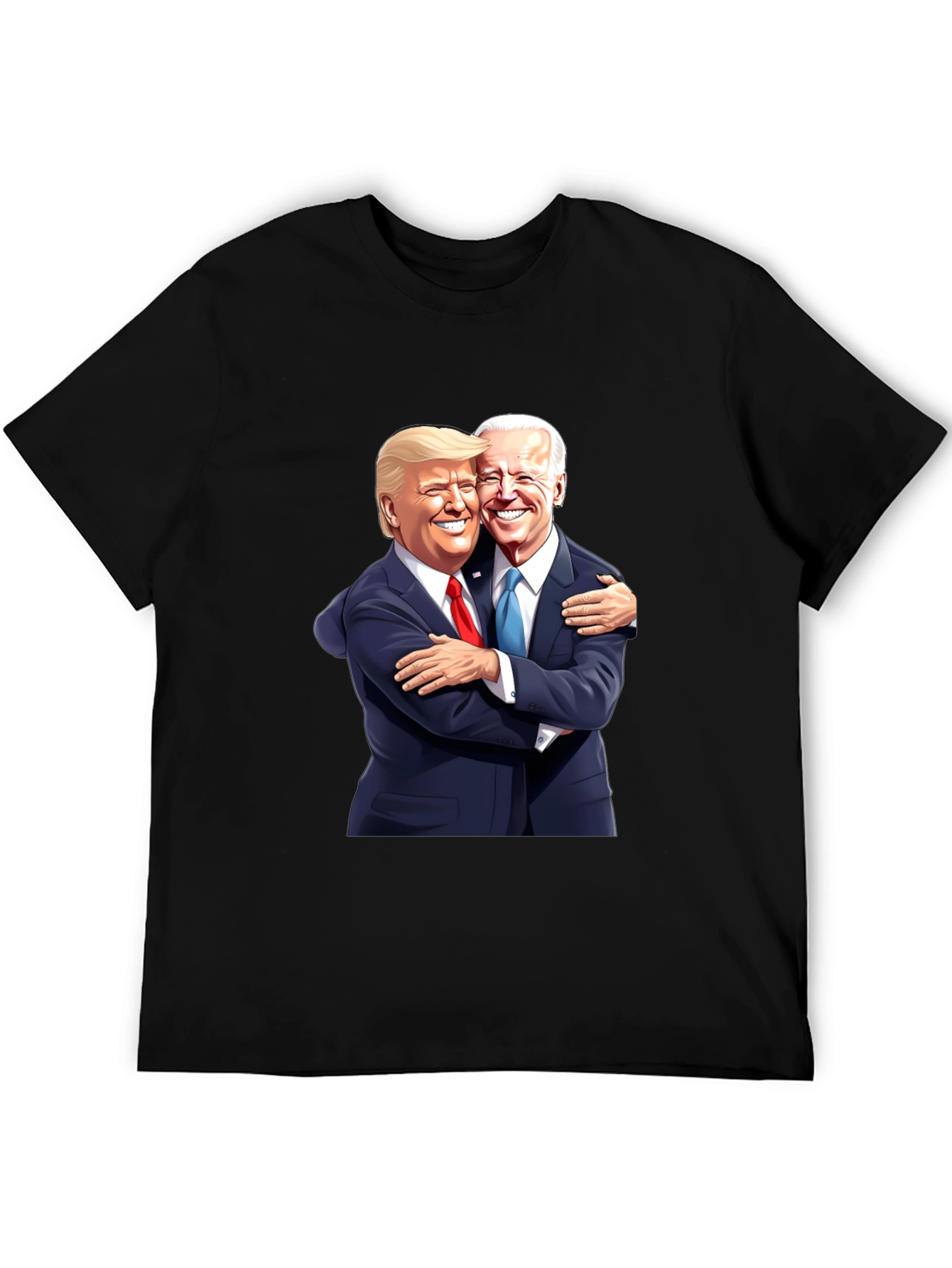 Trump and Biden Hug Graphic Tee - Black