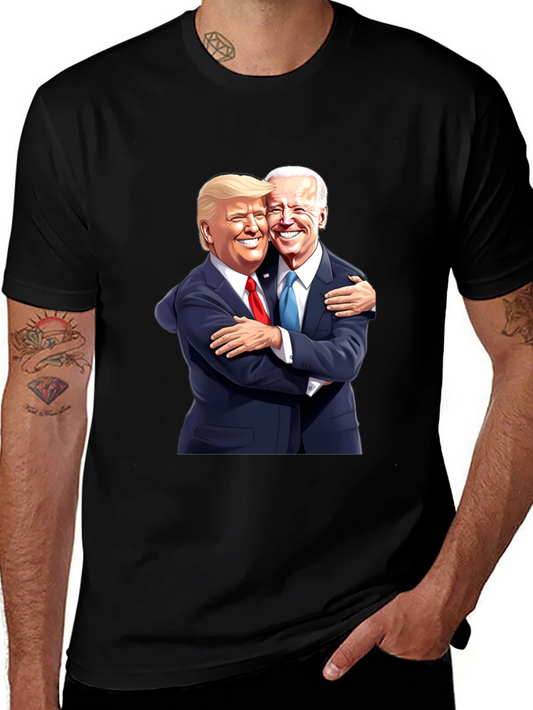 Trump and Biden Hug Graphic Tee - Black
