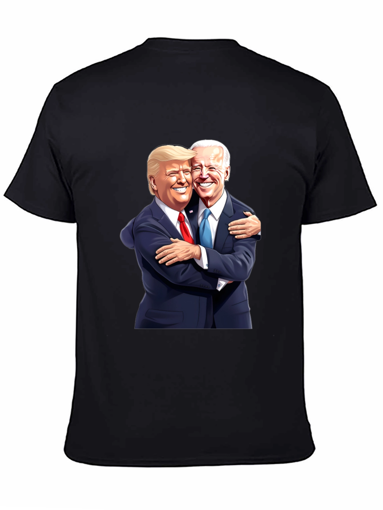 Trump and Biden Hug Graphic Tee - Black