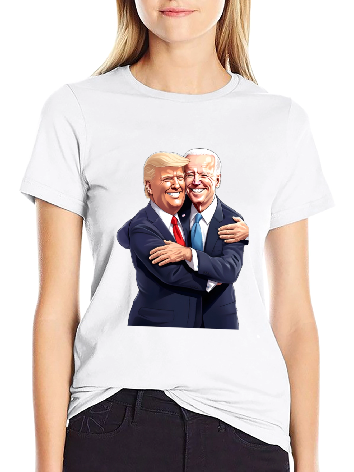 Trump and Biden Hug Graphic Tee - Black