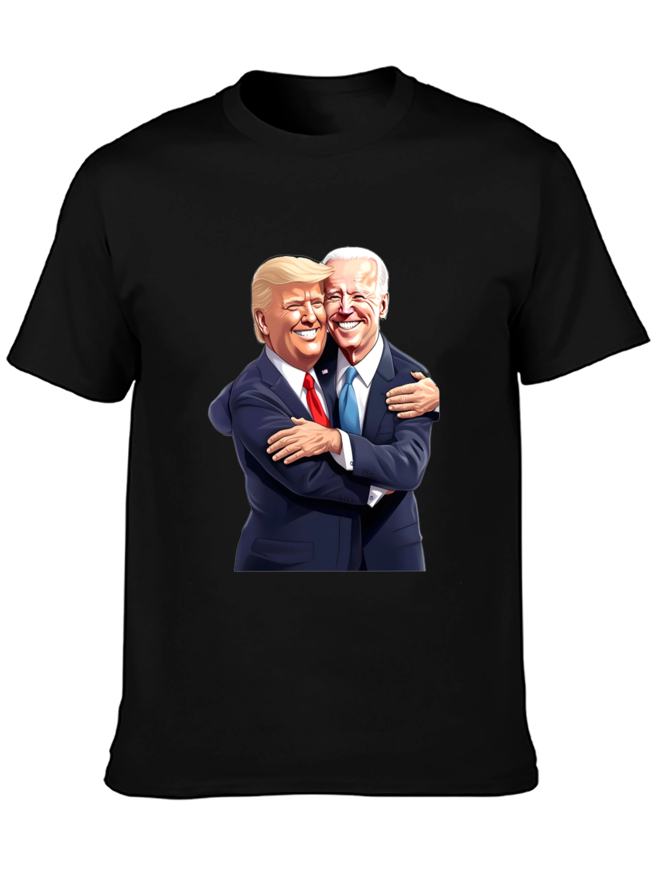 Trump and Biden Hug Graphic Tee - Black