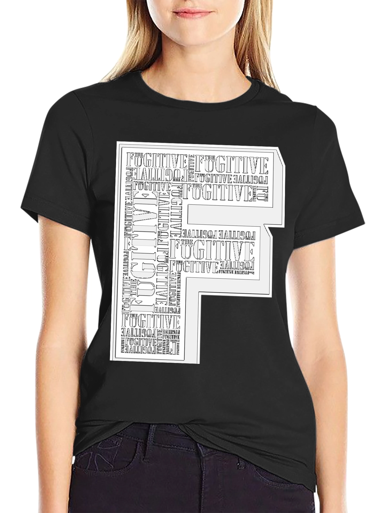 Fugitive Graphic Print Black T-Shirt