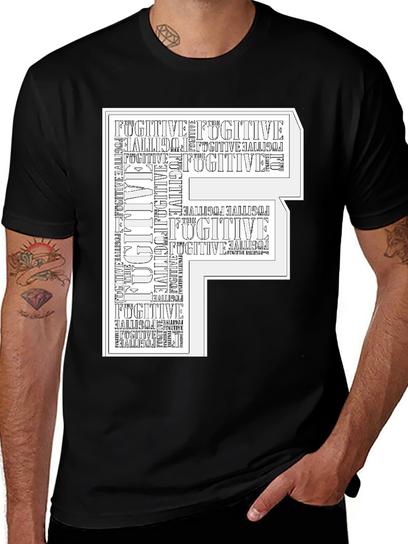 Fugitive Graphic Print Black T-Shirt