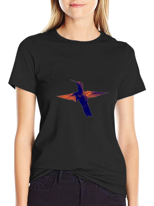 Hummingbird Print Black T-Shirt