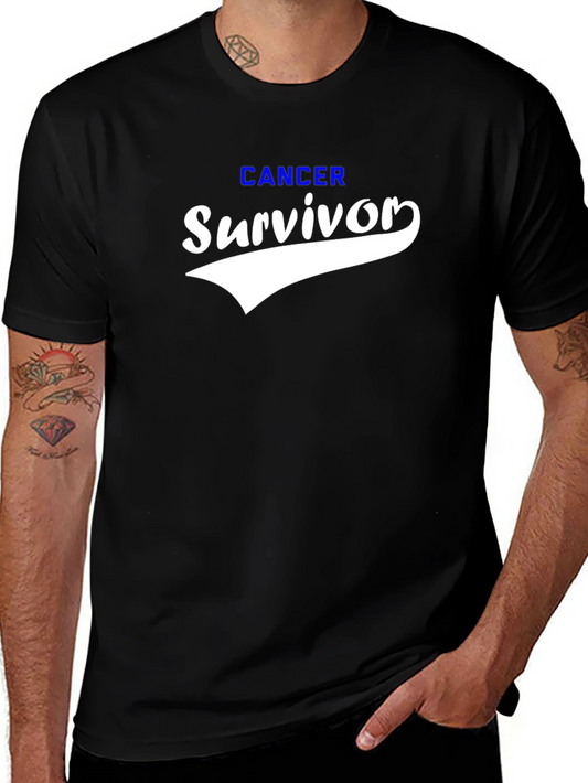 Cancer Survivor Graphic T-Shirt Black Cotton Blend