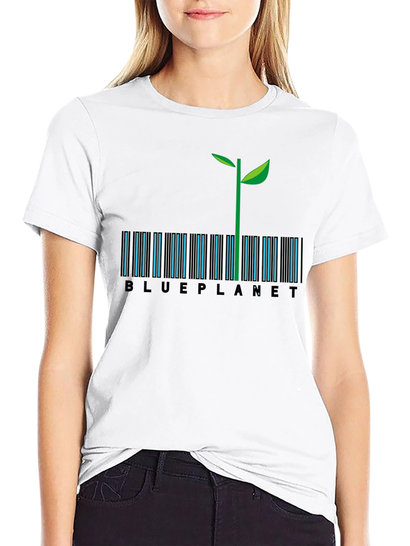 Blue Planet Barcode T-Shirt - Eco-Friendly Design