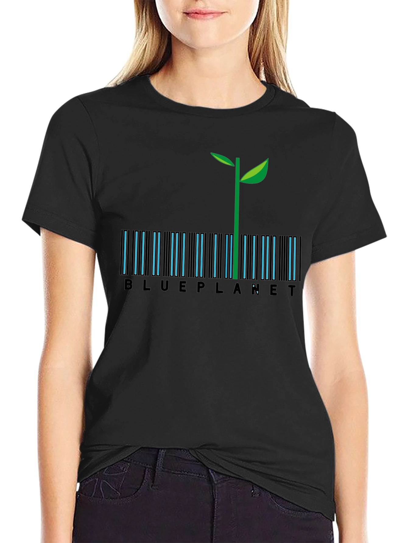 Blue Planet Barcode T-Shirt - Eco-Friendly Design