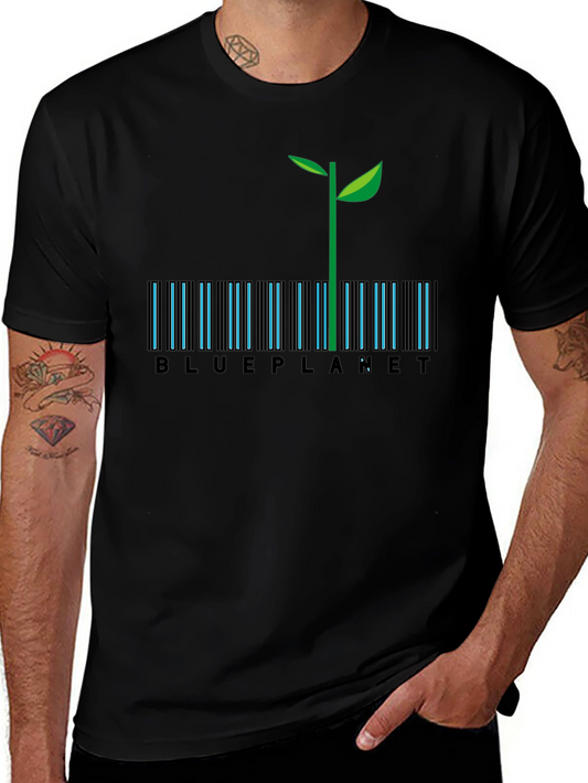 Blue Planet Barcode T-Shirt - Eco-Friendly Design