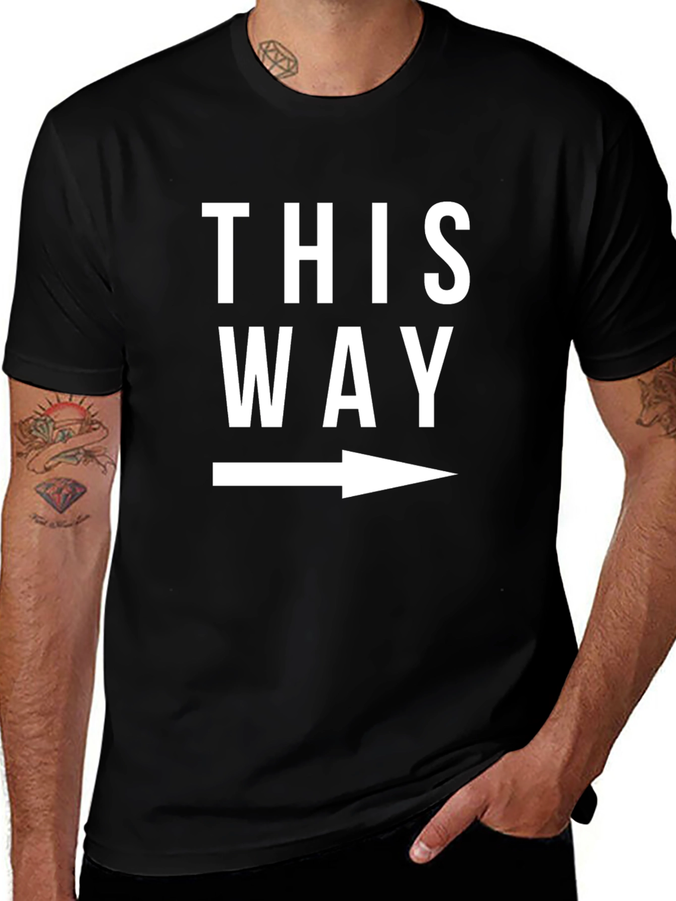 This Way Arrow Graphic Tee - Black Casual Shirt