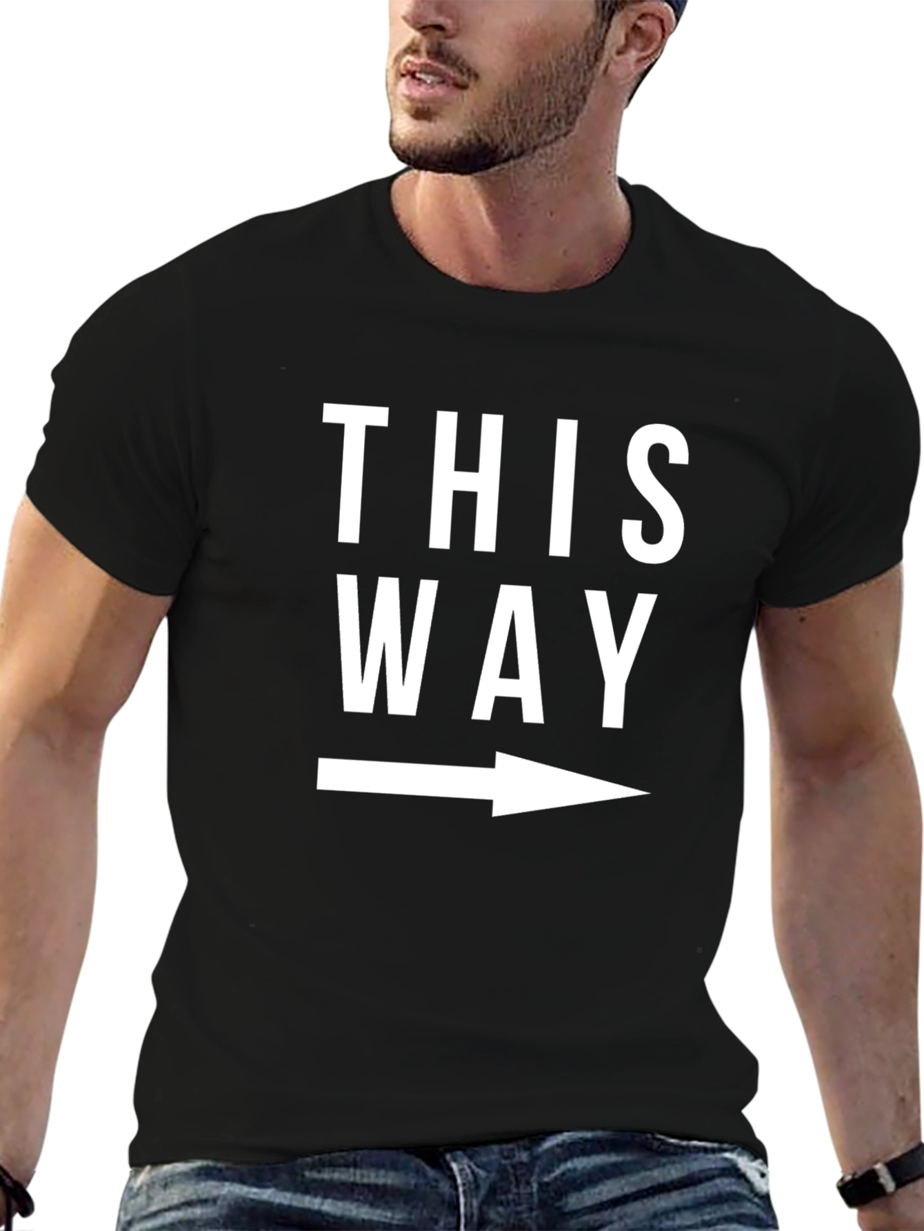 This Way Arrow Graphic Tee - Black Casual Shirt