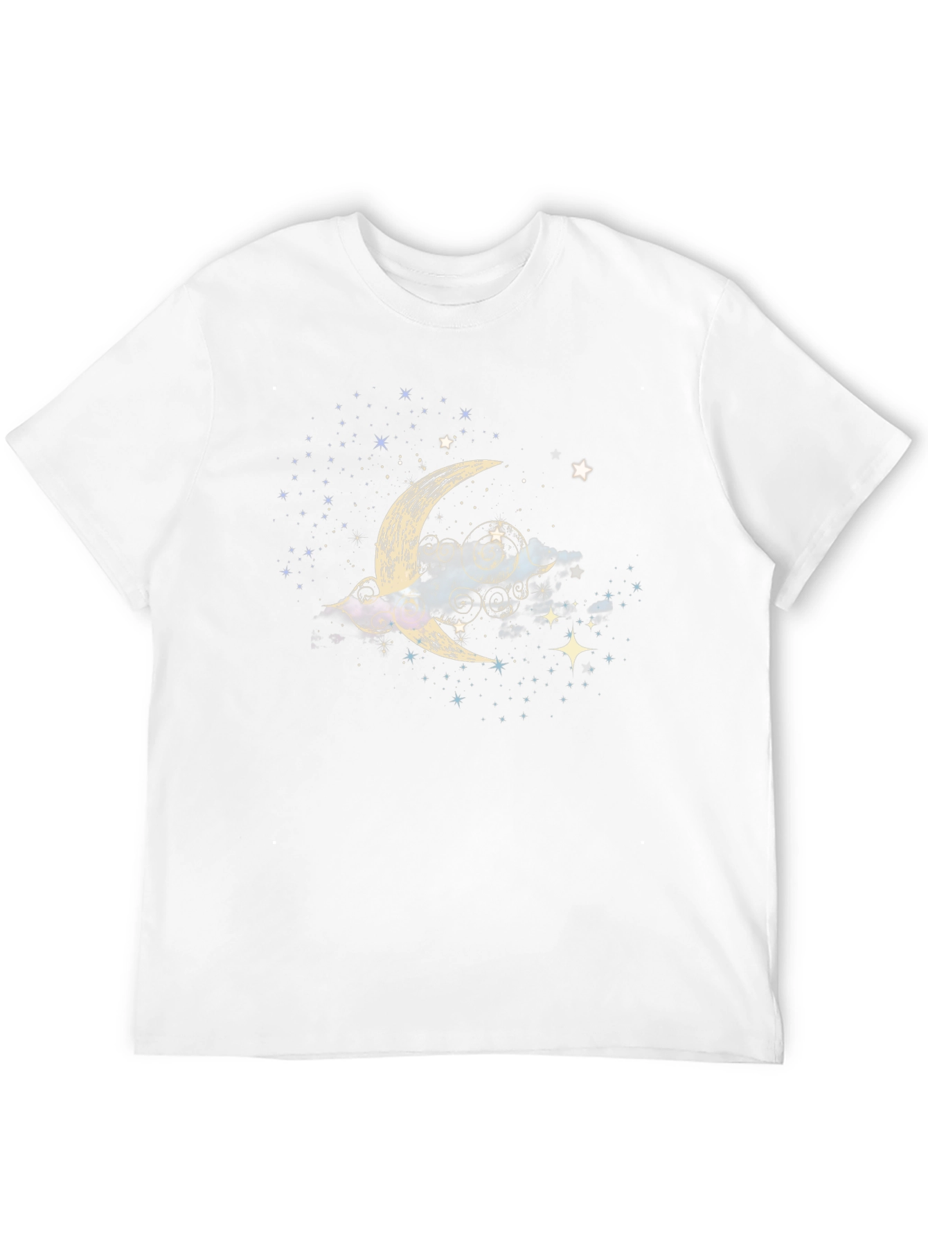 Celestial Crescent Moon Starry Night Black T-Shirt