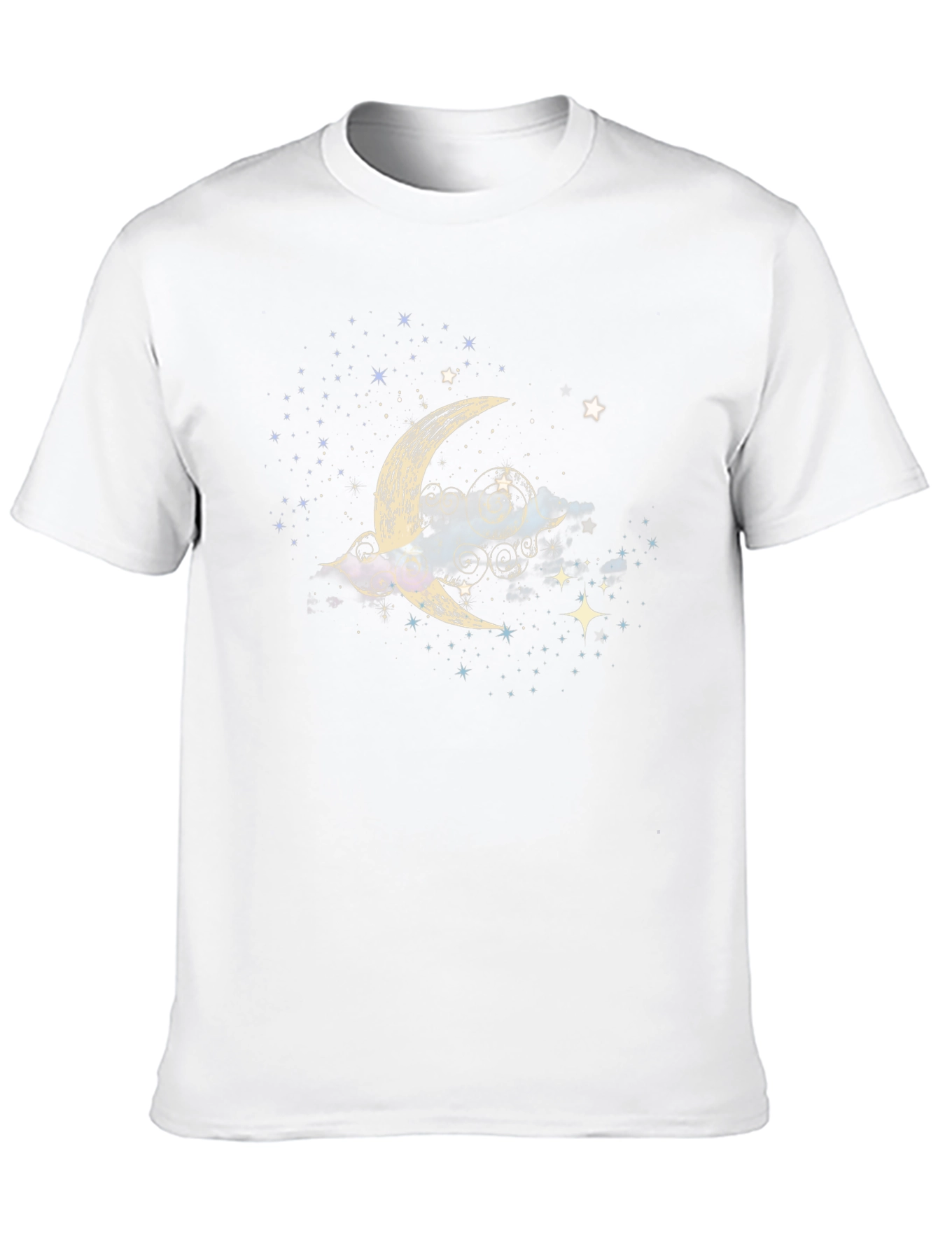 Celestial Crescent Moon Starry Night Black T-Shirt