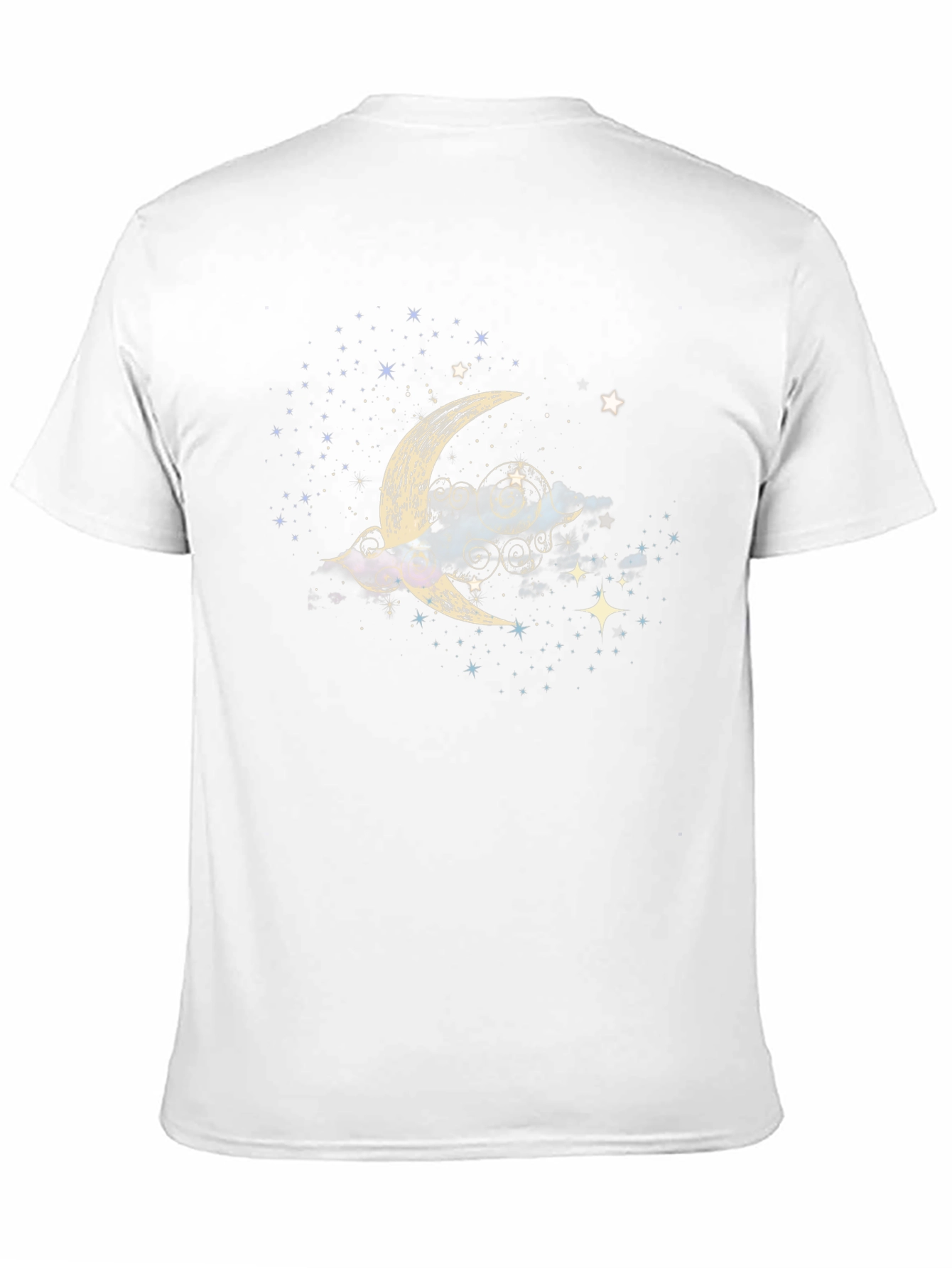 Celestial Crescent Moon Starry Night Black T-Shirt