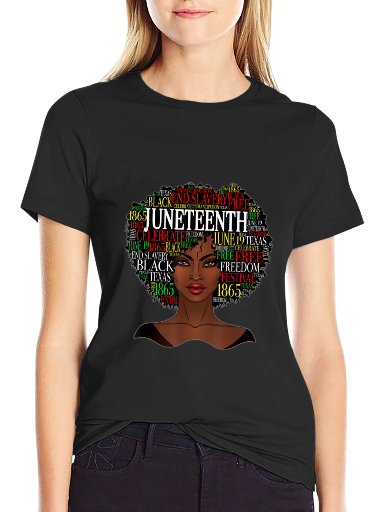 Juneteenth Afro Woman Black Pride T-Shirt