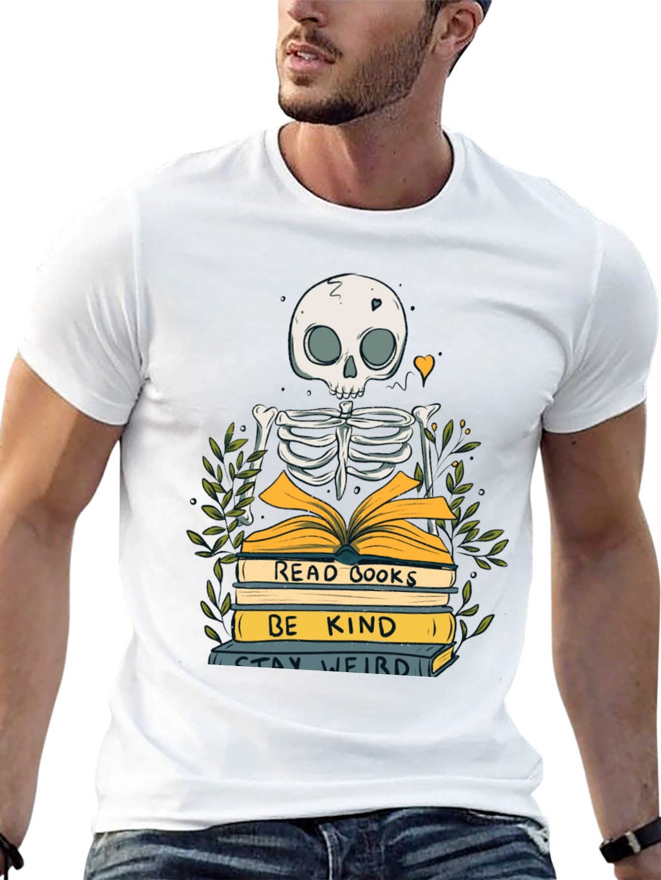 Skeleton Reader Graphic T-Shirt