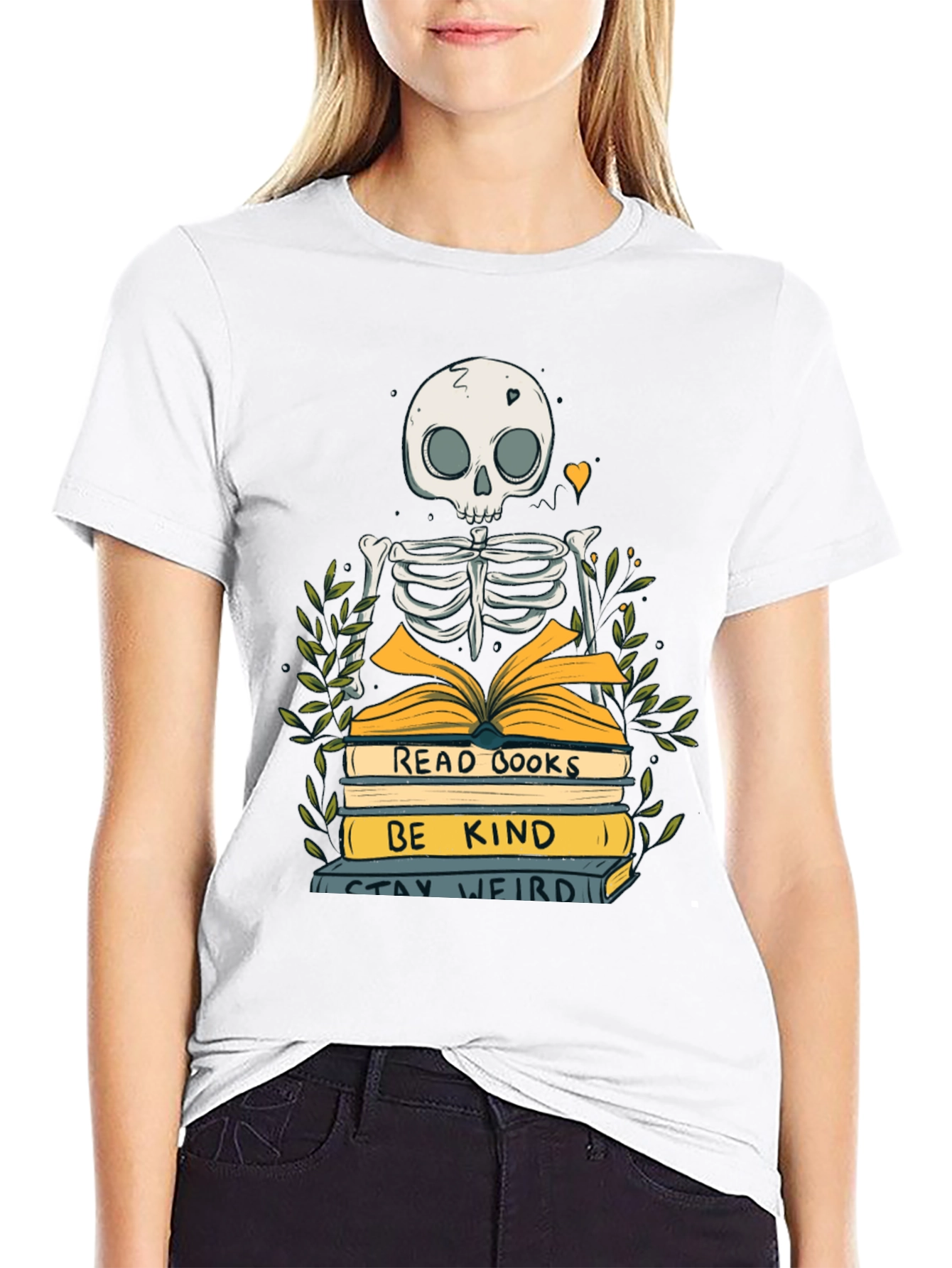 Skeleton Reader Graphic T-Shirt