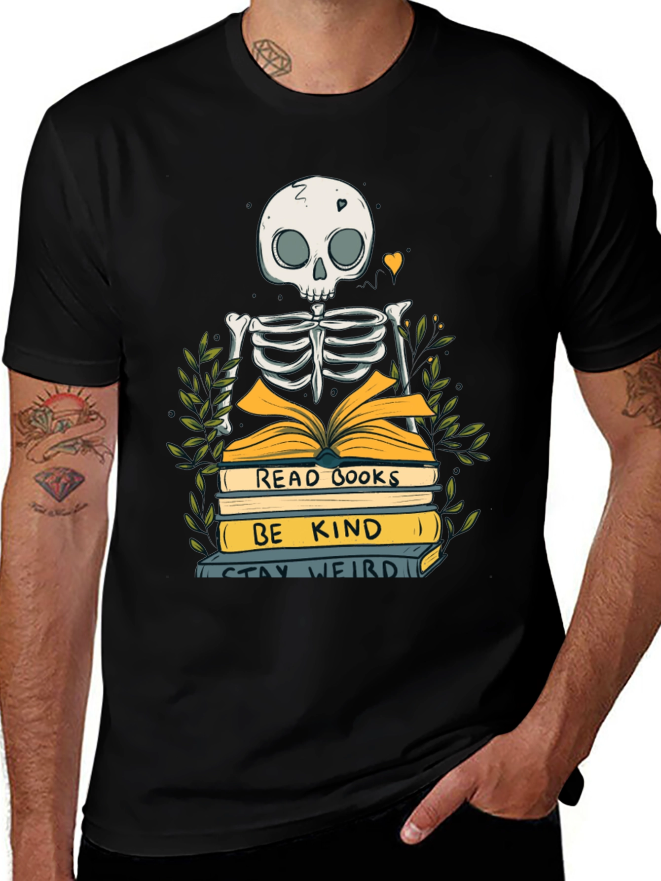 Skeleton Reader Graphic T-Shirt
