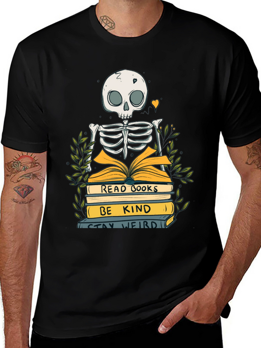 Skeleton Reader Graphic T-Shirt