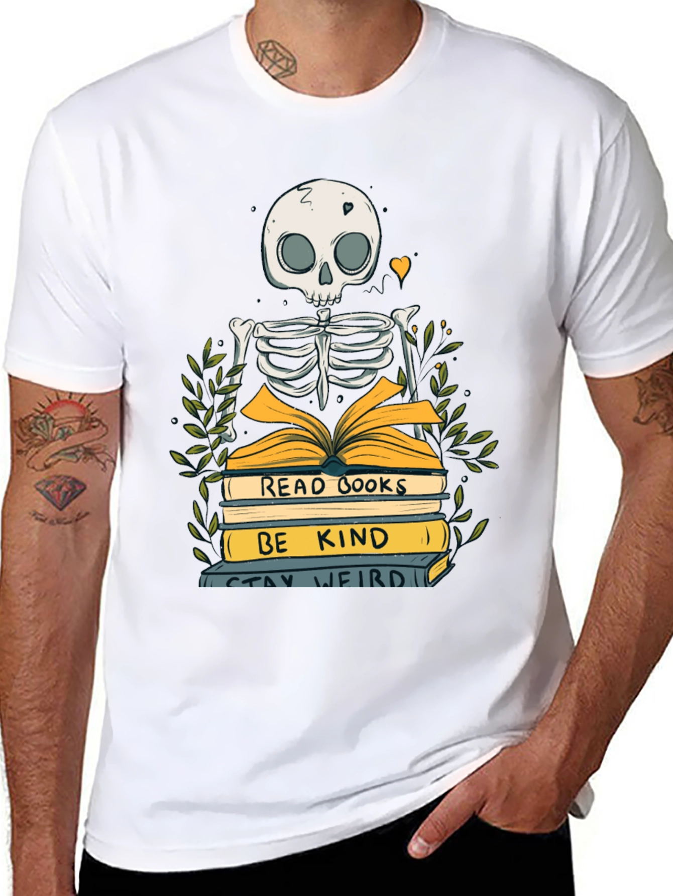 Skeleton Reader Graphic T-Shirt