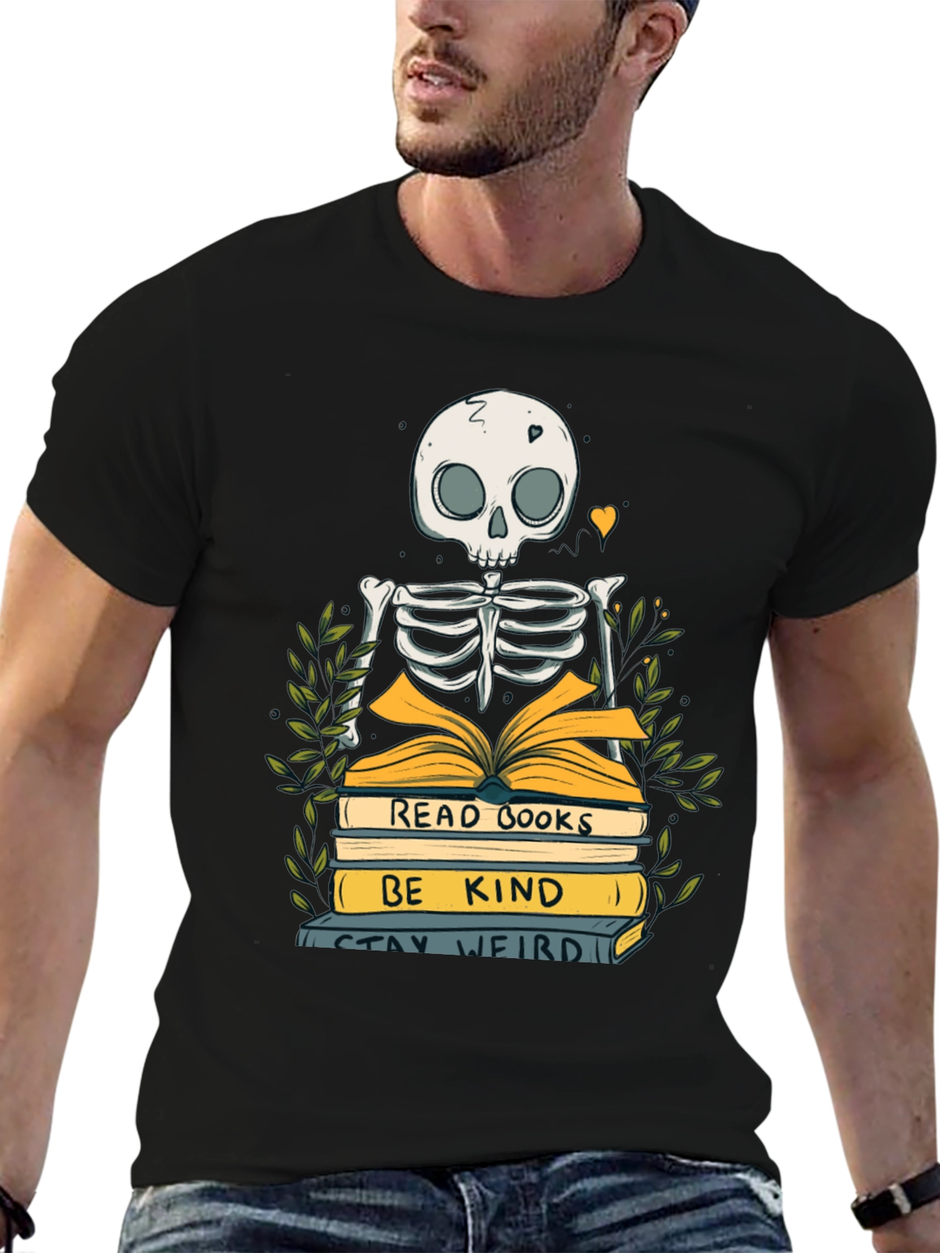 Skeleton Reader Graphic T-Shirt