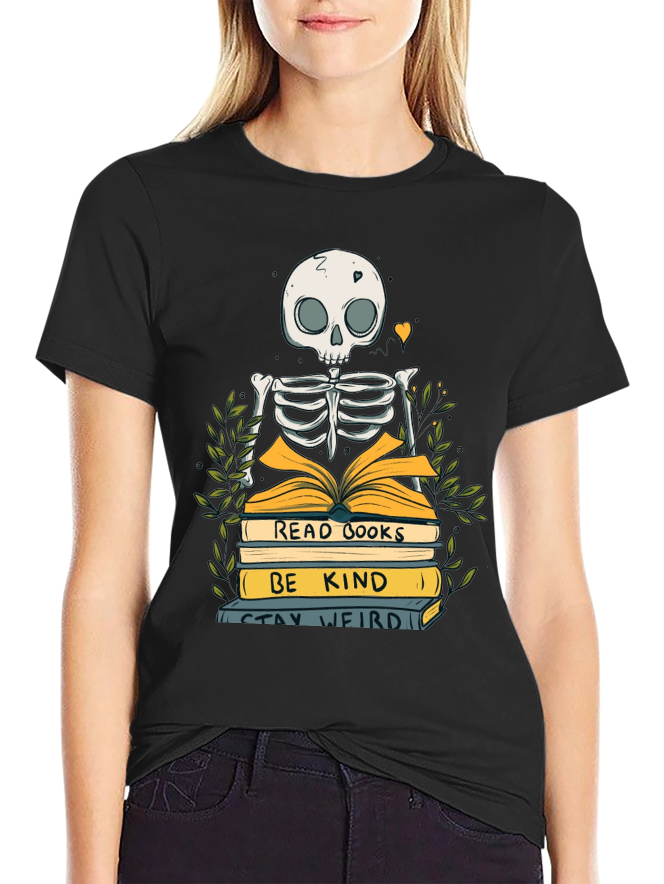 Skeleton Reader Graphic T-Shirt