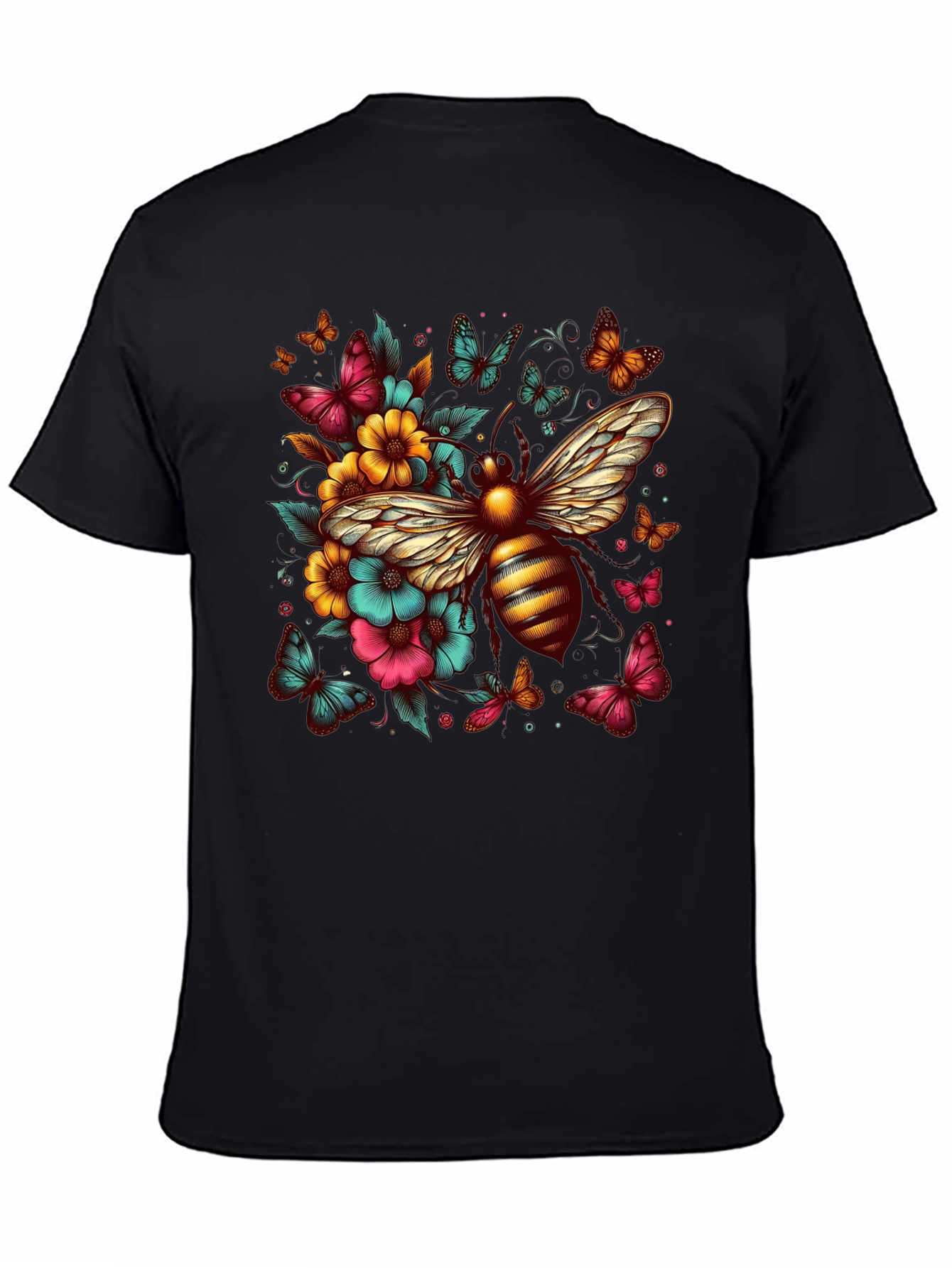 Floral Bee Graphic T-Shirt - Unique Design
