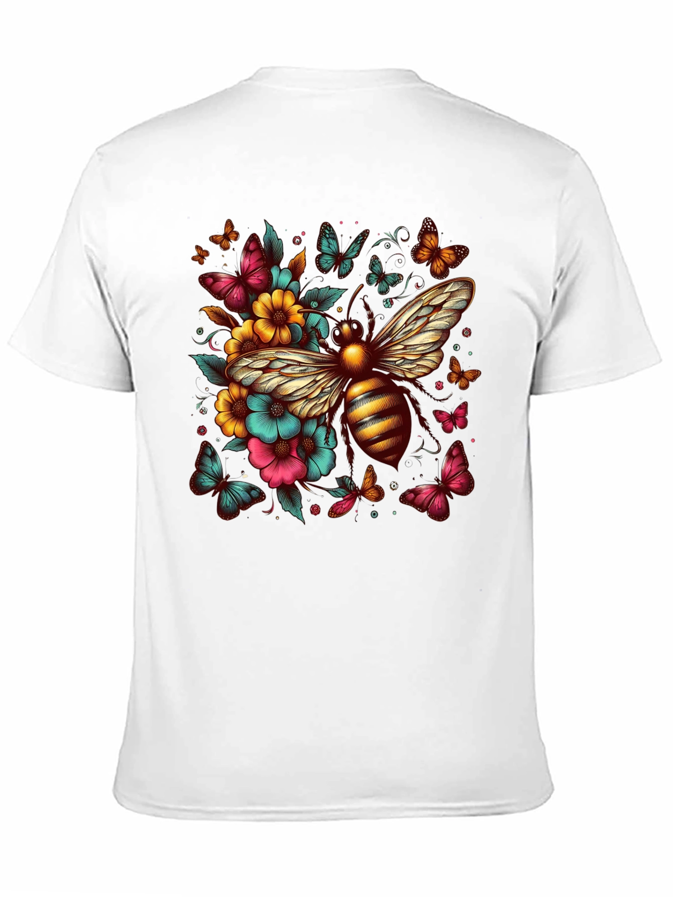 Floral Bee Graphic T-Shirt - Unique Design