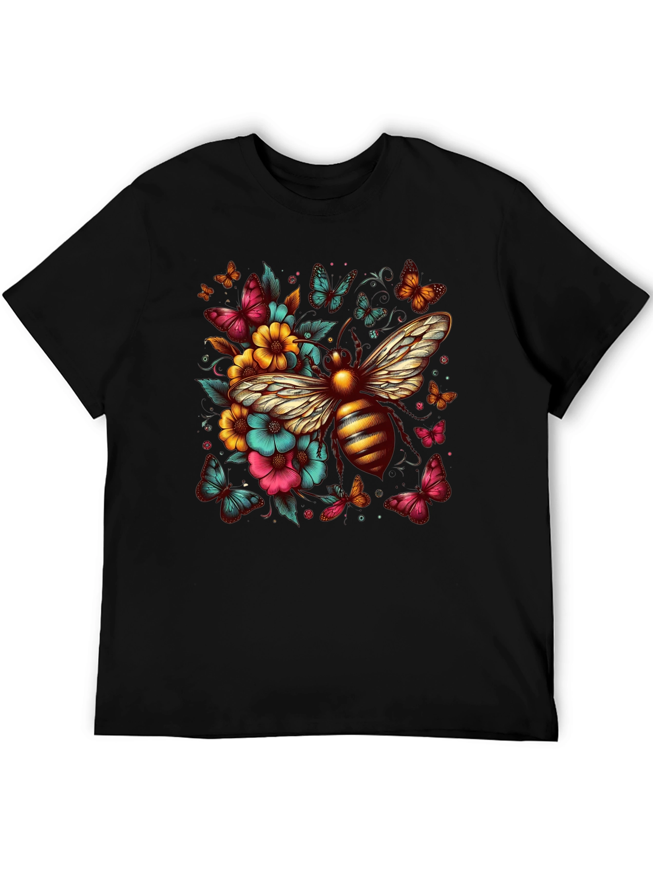 Floral Bee Graphic T-Shirt - Unique Design
