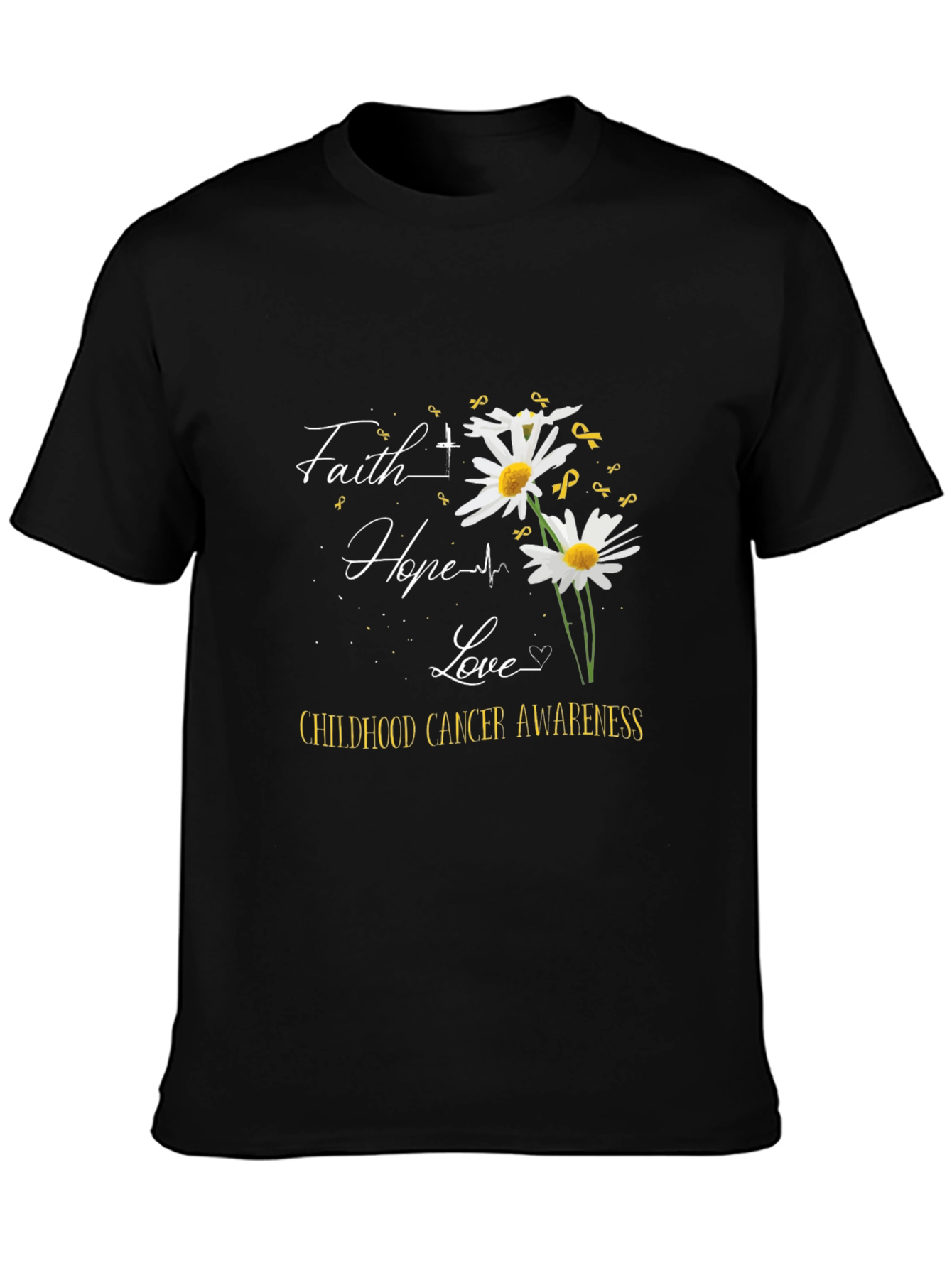 Faith Hope Love Childhood Cancer Awareness T-Shirt