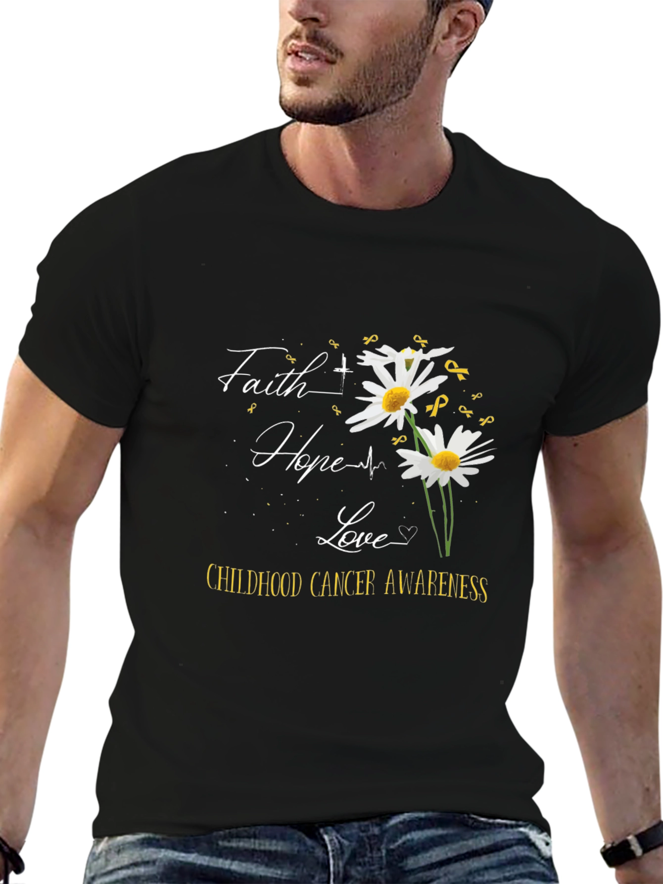 Faith Hope Love Childhood Cancer Awareness T-Shirt