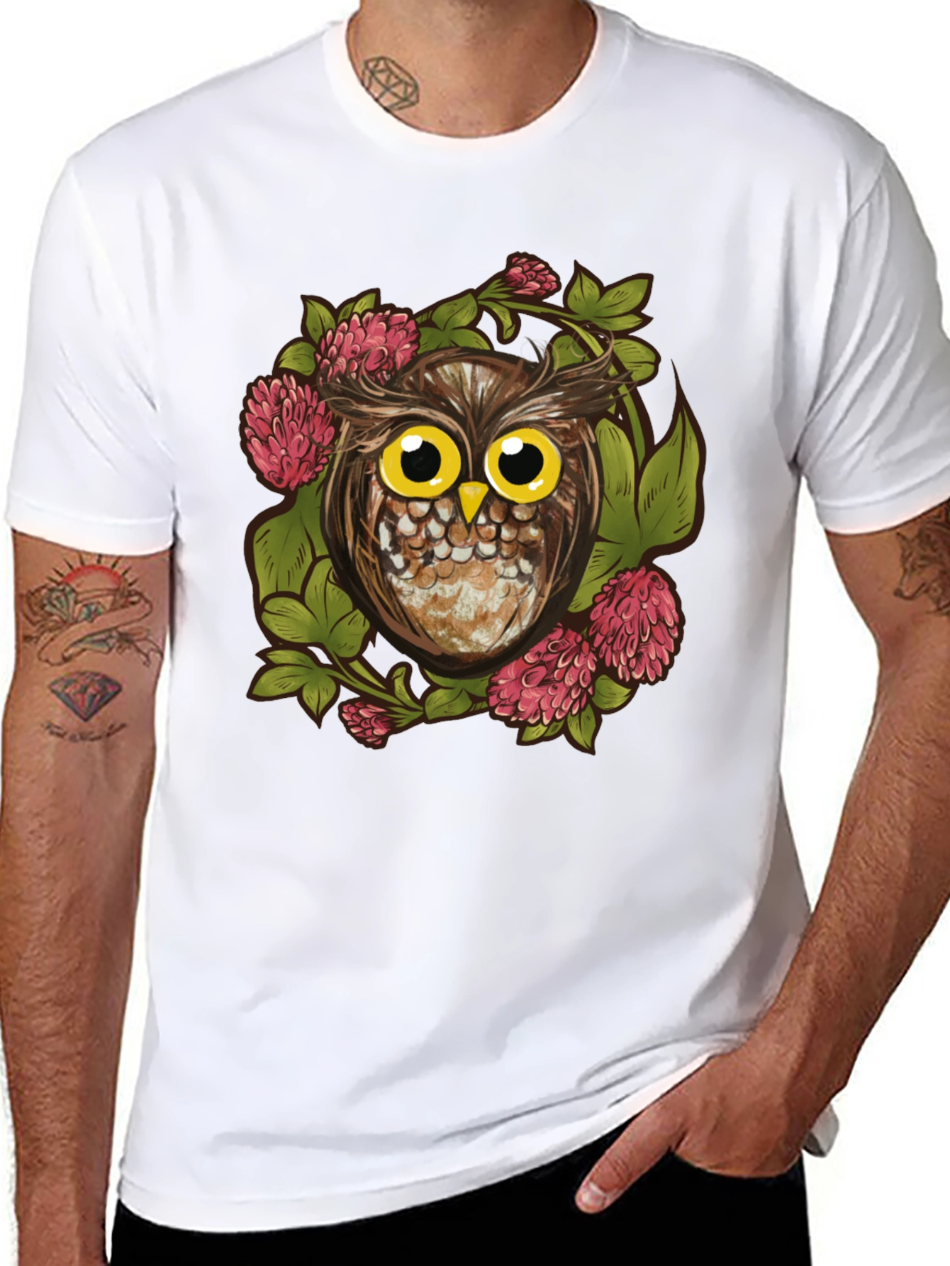 Owl & Clover Graphic Tee - Mens Black T-Shirt
