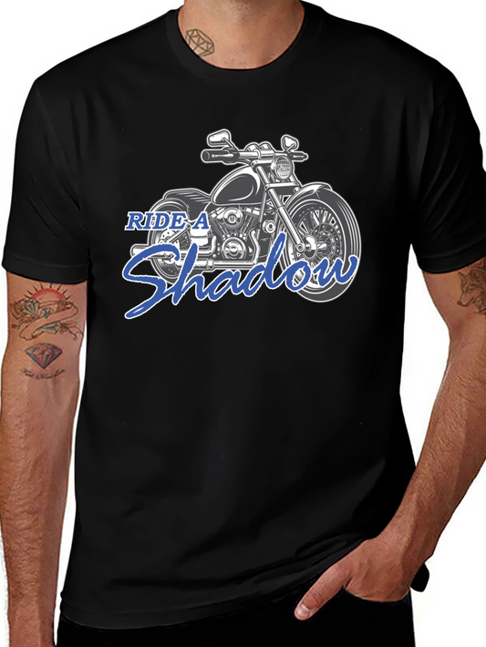 Ride A Shadow Motorcycle Graphic Tee - Black