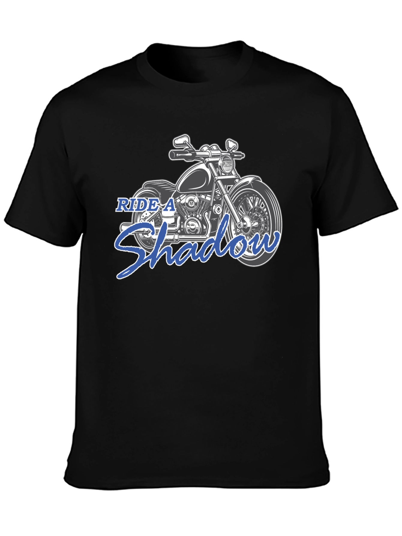 Ride A Shadow Motorcycle Graphic Tee - Black
