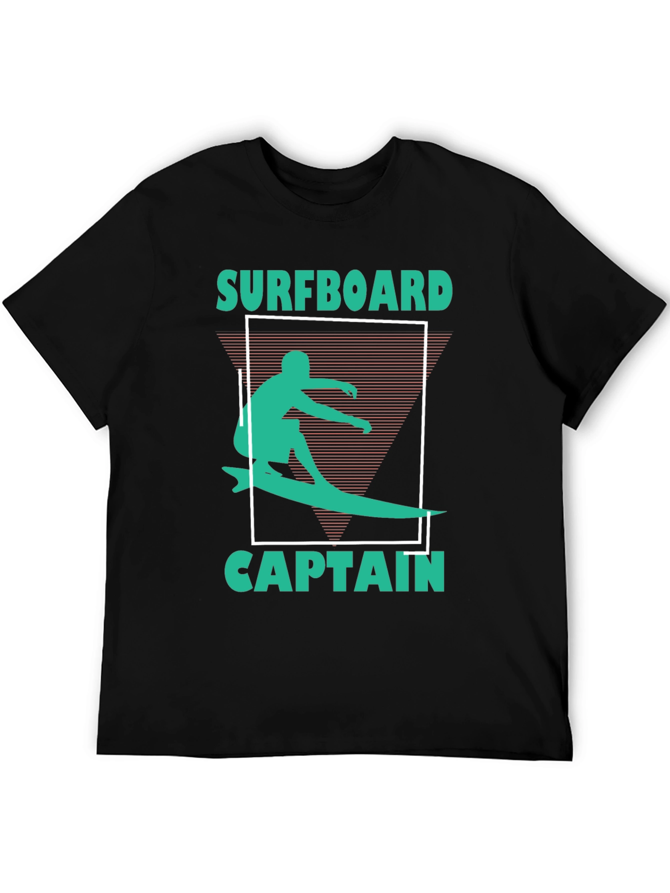 Surfboard Captain Graphic Tee - Black Cotton T-Shirt