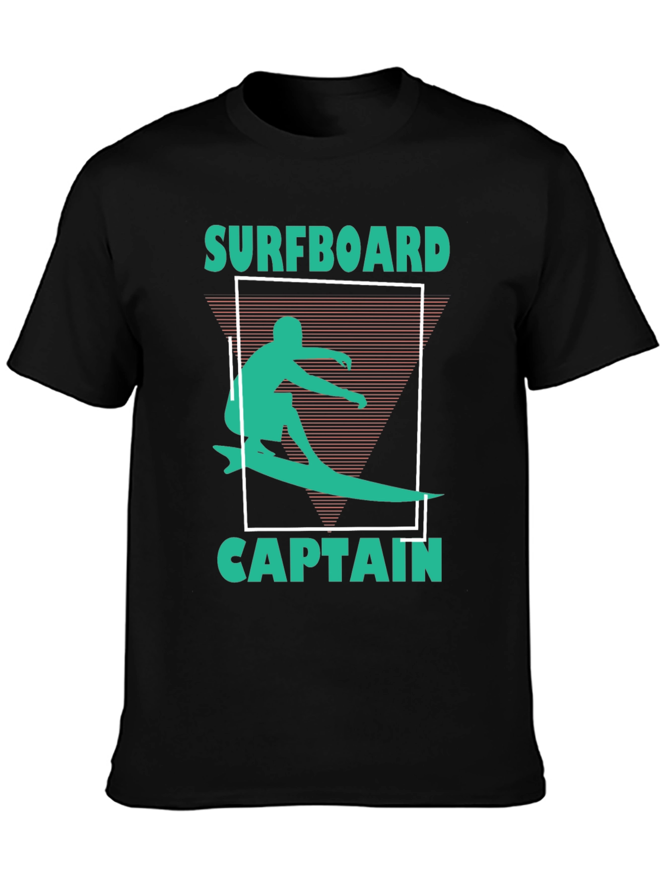 Surfboard Captain Graphic Tee - Black Cotton T-Shirt