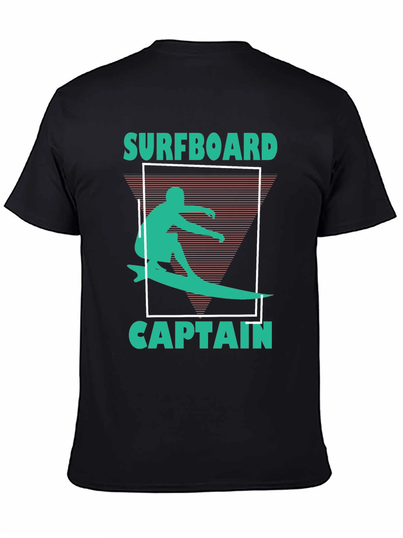 Surfboard Captain Graphic Tee - Black Cotton T-Shirt
