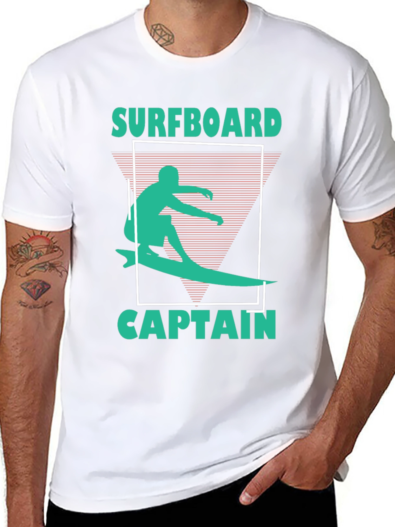 Surfboard Captain Graphic Tee - Black Cotton T-Shirt