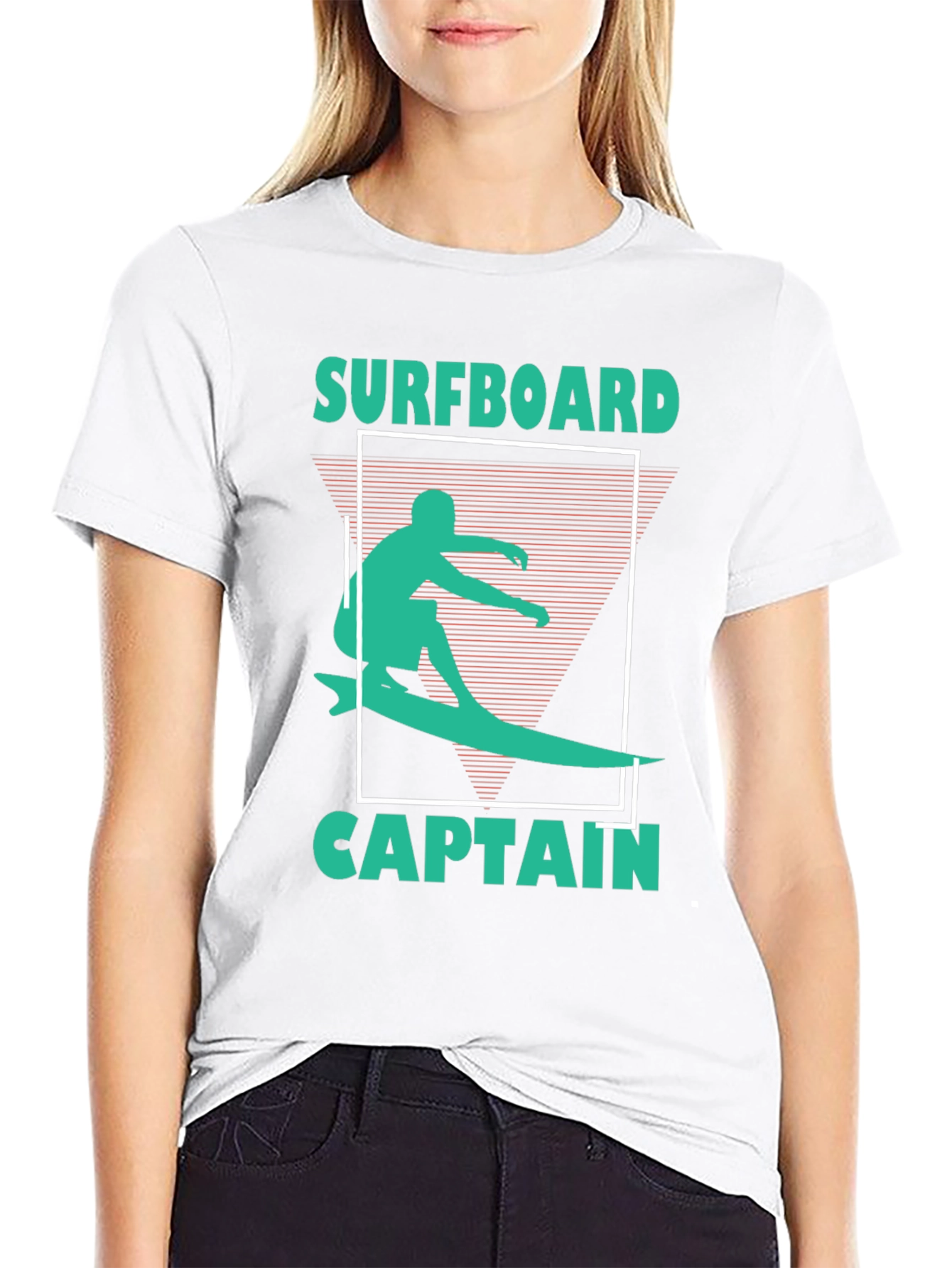 Surfboard Captain Graphic Tee - Black Cotton T-Shirt